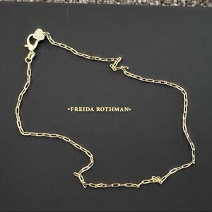 Freida Rothman Gold Chain Necklace with Crystal Heart Clasp